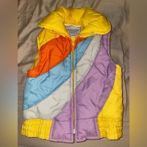 Vintage Color Block Baby Puff Vest. 12 Months. French Toast